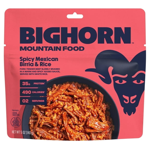 Spicy Mexican Birria & Rice, Freeze Dried Backpacking Meals, 2 Servings