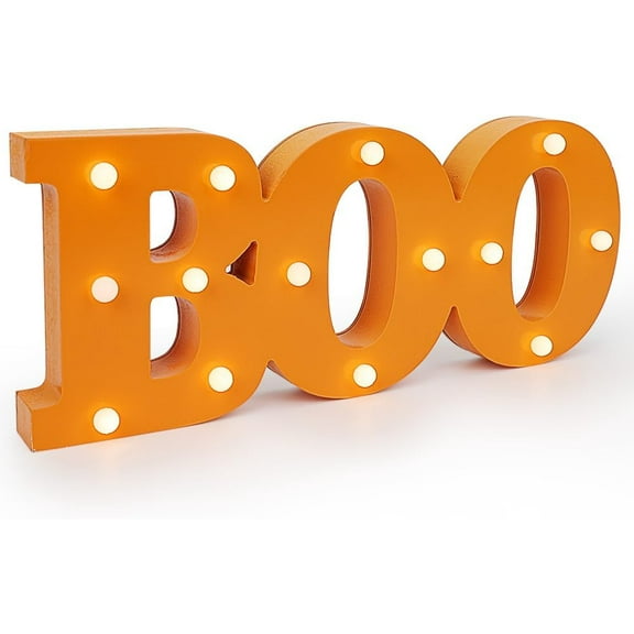 Halloween Decorations Indoor, Marquee Light Up Letters Wooden Boo Sign with Auto Timer for Table, Wall, Room, Kitchen, Shelf, Desk and Fireplace Mentel Decor - Halloween Decorations for Home