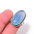 thumbnail image 5 of Chalcedony - Brazil 925 Sterling Silver Ring, 25X13 mm Oval Gemstone Ring, Blue Ring, Christmas Gift, Unique Jewelry Ring, Adjustable Ring V12579R2213, 5 of 8