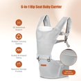 thumbnail image 2 of Portabebés con asiento de cadera, portabebés 6 en 1, soporte para la cabeza, malla transpirable, ergonómico, ajustable y extraíble (gris), 2 of 5