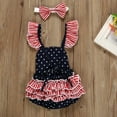 thumbnail image 6 of Taqqpue Baby Girls Overall Romper Dress Infant Cotton Lace Ruffle Sleeveless Summer Outfits 4th of July Clothes with Headband 3-18 Months, 6 of 9