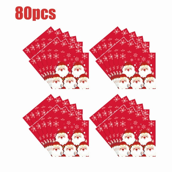 KOYPTL 80 Pcs Christmas Cocktail Paper Napkins,Xmas Tree Santa Disposable Guest Napkins 3-Ply Winter Party Hand Towels for Holiday New Year Christmas Party Supplies Christmas Table Home Decor