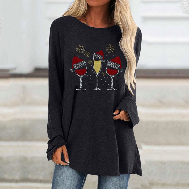 Puntoco, camisas informales florales de manga larga para mujer, jersey de cuello redondo liso, túnica holgada con estampado de puesta de sol, tops Puntoco Puntoco-1275