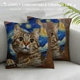 thumbnail image 3 of Qinduosi Pillow Covers Decorative Pillowcases in Cat Starry Night Design, Holiday Farmhouse Throw Pillow Case Hidden Zippered Square Cushion Cover for Sofa Bedroom Home Decor White, 3 of 5