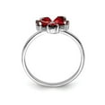thumbnail image 2 of Sterling Silver Rhodium Plated Red Garnet Flower Ring 1/2 Carat  (ctw), 2 of 4