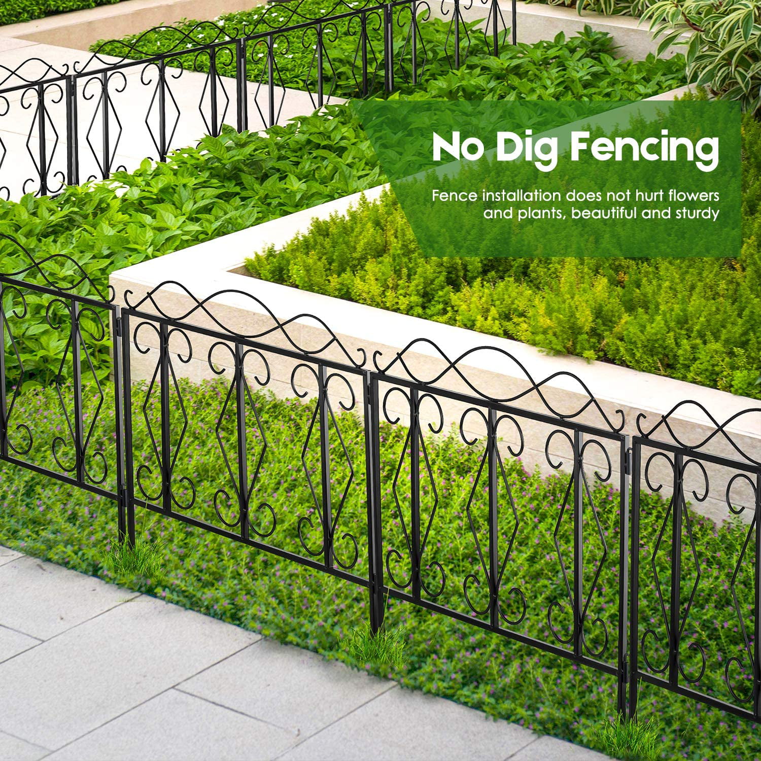 Mikolo 4pcs Decorative Garden Fence 24, No Dig Fencing Wire Garden Fence