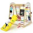 thumbnail image 2 of Spaco 8-in-1 Wooden Climber Playset for Kids, Indoor Playground Climbing Gym, Kids Play Equipment for Indoor Outdoor, Multicolor, 2 of 8