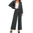 thumbnail image 1 of INSPIRE CHIC Women's 2 Piece Set Business Outfit Notched Lapel Crop Jacket Wide Leg Pant Work Suits, 1 of 6