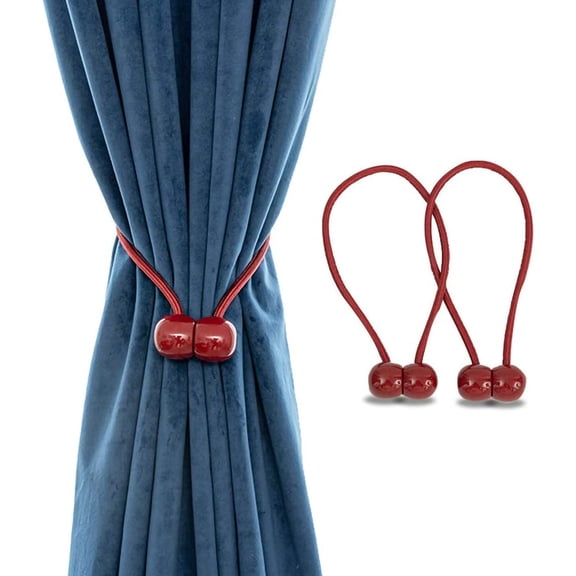 Magnetic Curtain Rope Tiebacks, Classic European Window Curtain Holders with Magnets for Blackout Curtain, Sheer Panels Draperies (Red, 2020)