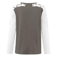 thumbnail image 3 of WREESH Womens Fashion T-Shirts Color Block Casual Round-Neck Lace Hollow Out Long Sleeve Pullover Slimming Blouse T-Shirt Tops Gray, 3 of 4