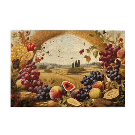 1000 PCS Fruits & Wheat Fields Jigsaw Puzzles 1000 Pieces Stunning Artwork Of Adults Challenging Brain Exercise Classic Fruits & Wheat Fields Charm Wooden Puzzle Gift For Food Lovers Fun Wood Puzzle