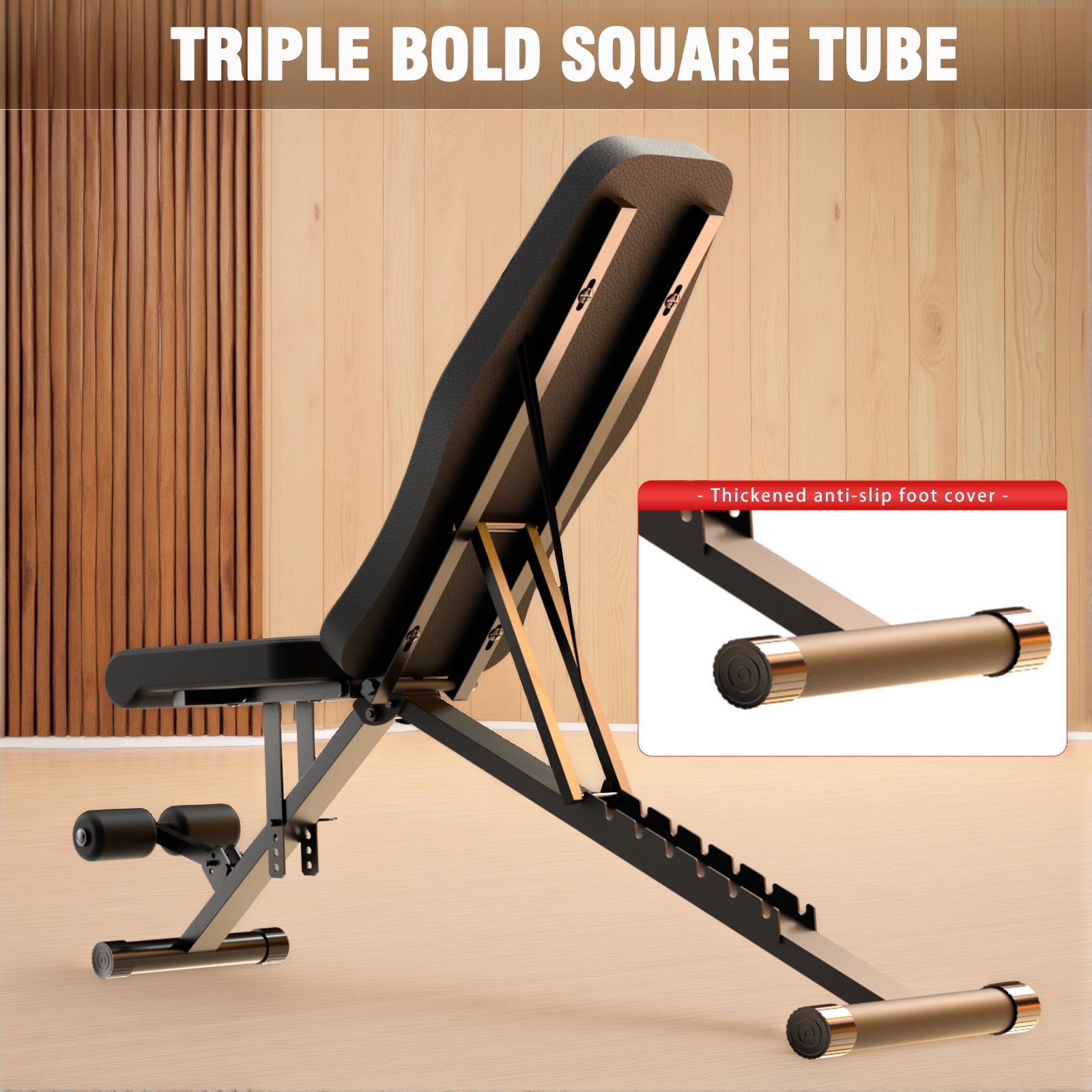BAOKALER 8-in-1 Weight Bench, Foldable Workout Bench Capacity 1000lb, for Full Body Exercise, Adjustable Fitness Bench with Incline Decline Positioning, Home Gym Strength Training