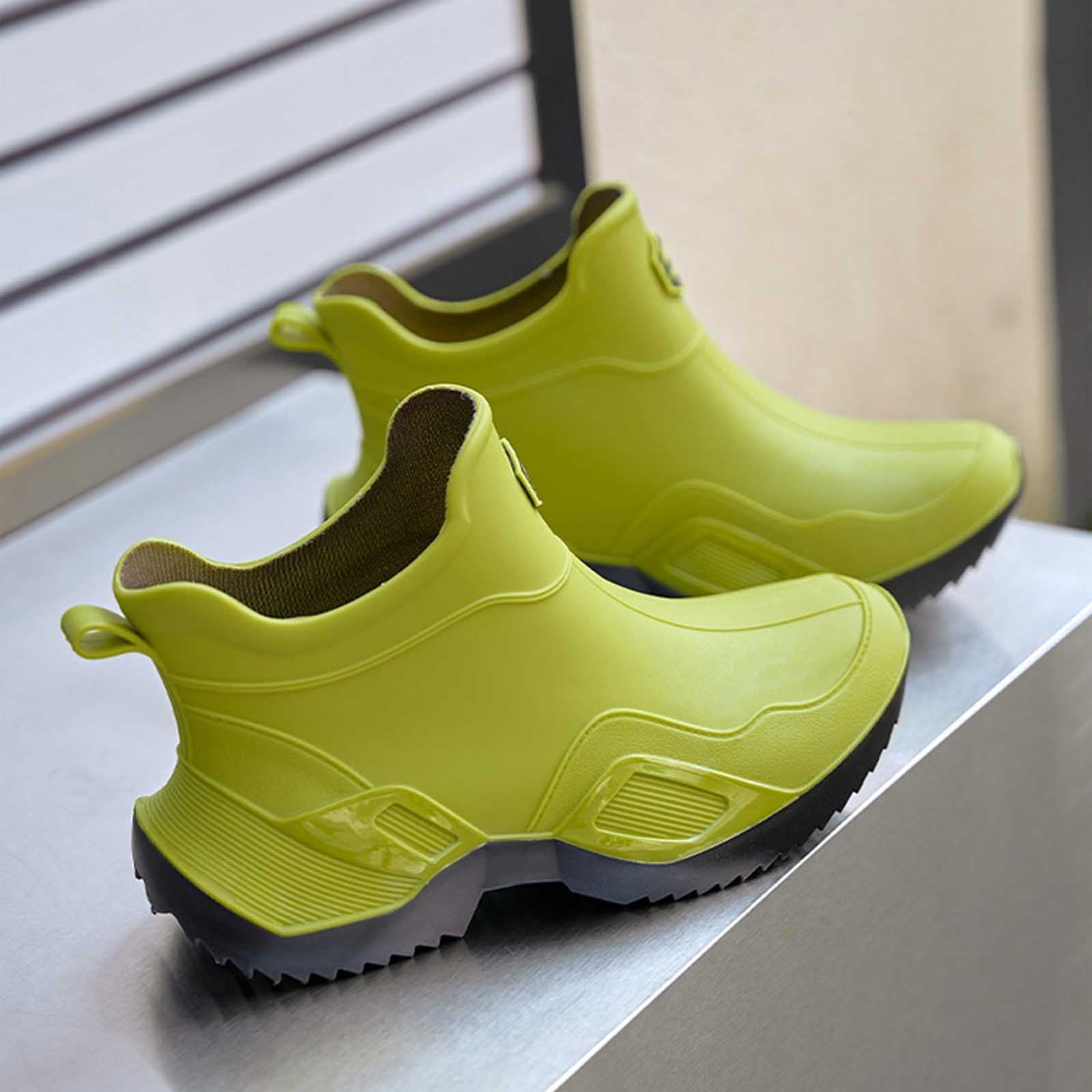 Rain Boots Women Non- Rubber High Top Unisex Rain Shoes Women Rain Boots (Green 8.5)
