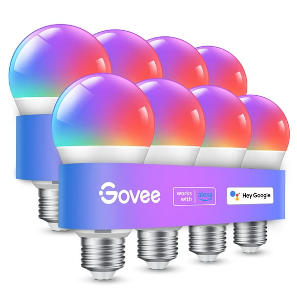 Govee Smart Light Bulbs, WiFi Bluetooth Color Changing Light Bulbs, Music Sync, 54 Dynamic Scenes, 16 Million DIY Colors RGB Light Bulbs, Work with Alexa, Google Assista