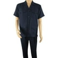 thumbnail image 2 of Men 2pc Stacy Adams leisure suit guayabera traditional matching Set 2201 Blue, 2 of 8
