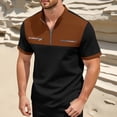 thumbnail image 2 of CAIVO Polo Shirts For Men Stylish Color Plaid Short Sleeve Shirt With Half Zip Stand Collar And Zippered Pocket Lapel Classic Fit Golf Tops Stretchy , M, 2 of 4