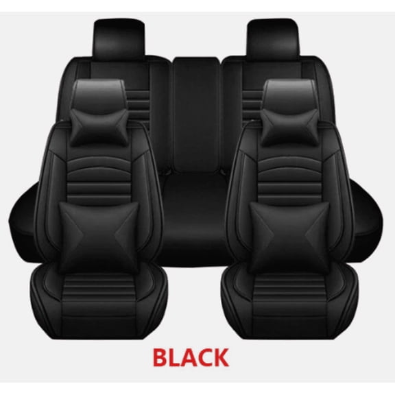 HUOEPU Black Car Seat Covers Full Set for Nissan Frontier Altima Sentra 2000-2023 Full Set Leather Car Seat Covers with Pillows Front and Rear Cover
