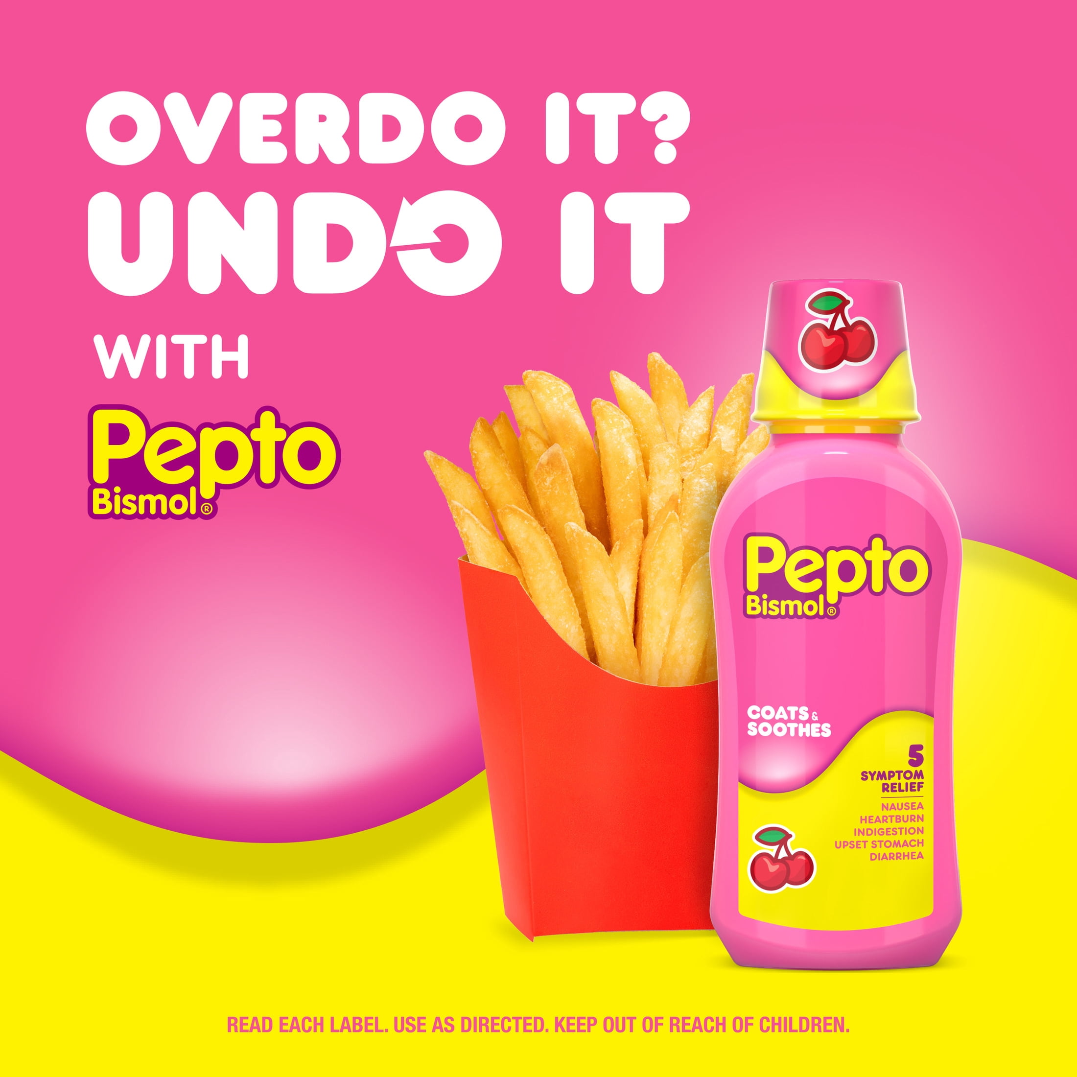Pepto Bismol Liquid, Upset Stomach Relief, Stomach Relief, Anti-Diarrhea, Cherry, 16 Fl oz