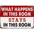 thumbnail image 1 of Letrero Chapa Metal Con Texto en Inglés "What Happens In This Room" Pintura Hierro Rectangular 40x30cm, 1 of 9