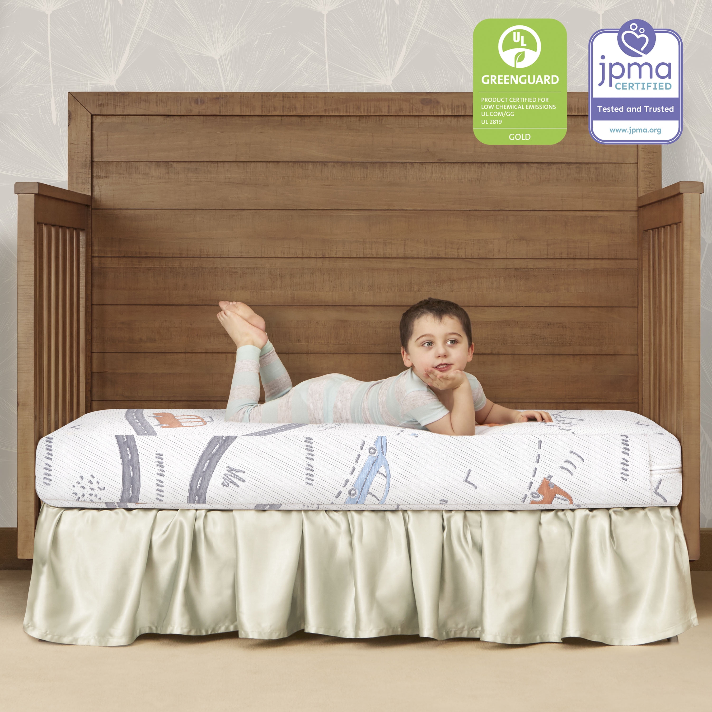 Evolur 150 Coil Inner Spring On The Go Mattress, fits All Full-Size Cribs & Toddler Beds / Greenguard Gold environment safe baby mattress/ JPMA certified Infant Mattress/ Removable Zipper cover