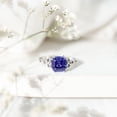 thumbnail image 4 of Rosec Jewels Asscher Cut Lab Grown Blue Sapphire Solitaire Ring, Celtic Knot Ring - 8 mm, 14K White Gold, US 11.00, 4 of 9