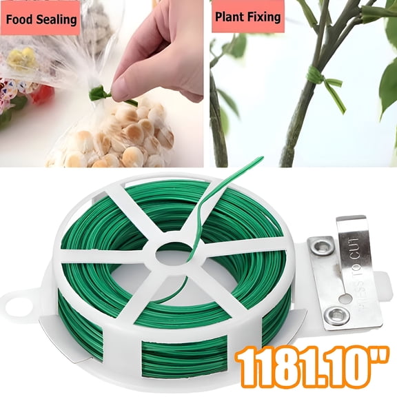BPPEG 30M Garden Wire Garbage Ties Multipurpose Wire Twist Ties Heavy Duty Plastic Coated Bread Ties Wire Plant Twist Ties Bag Ties for Home Office and Garden
