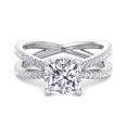 thumbnail image 2 of Sarasota - Moissanite Cushion Cut Lab Diamond Engagement Ring With Double Band Sidestones, 2 of 5