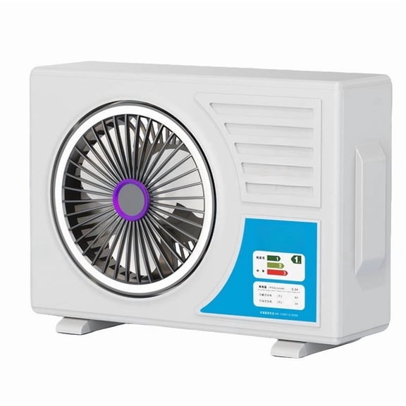 SNGMN Desktop Fan With LED Mood Light 3-in-1 Portable Air Conditioning Fan Stand Hanging Use 5 Speeds 3 Light Modes USB Rechargeable Quiet Fan For Office Home