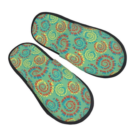 

Kdxio Colourful Tie Dye Pattern Slippers for Women Memory Foam Fuzzy House Slippers Bedroom Non-slip Warm Womens Slippers