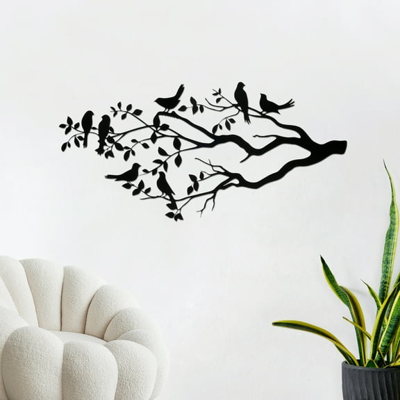 Threns Metal Wall Decoration Vivid Birds on Branch Wall Ornaments Hanging Wall Sculpture Wall Art Decor for Living Room Home Office,15.6" x 7.7"