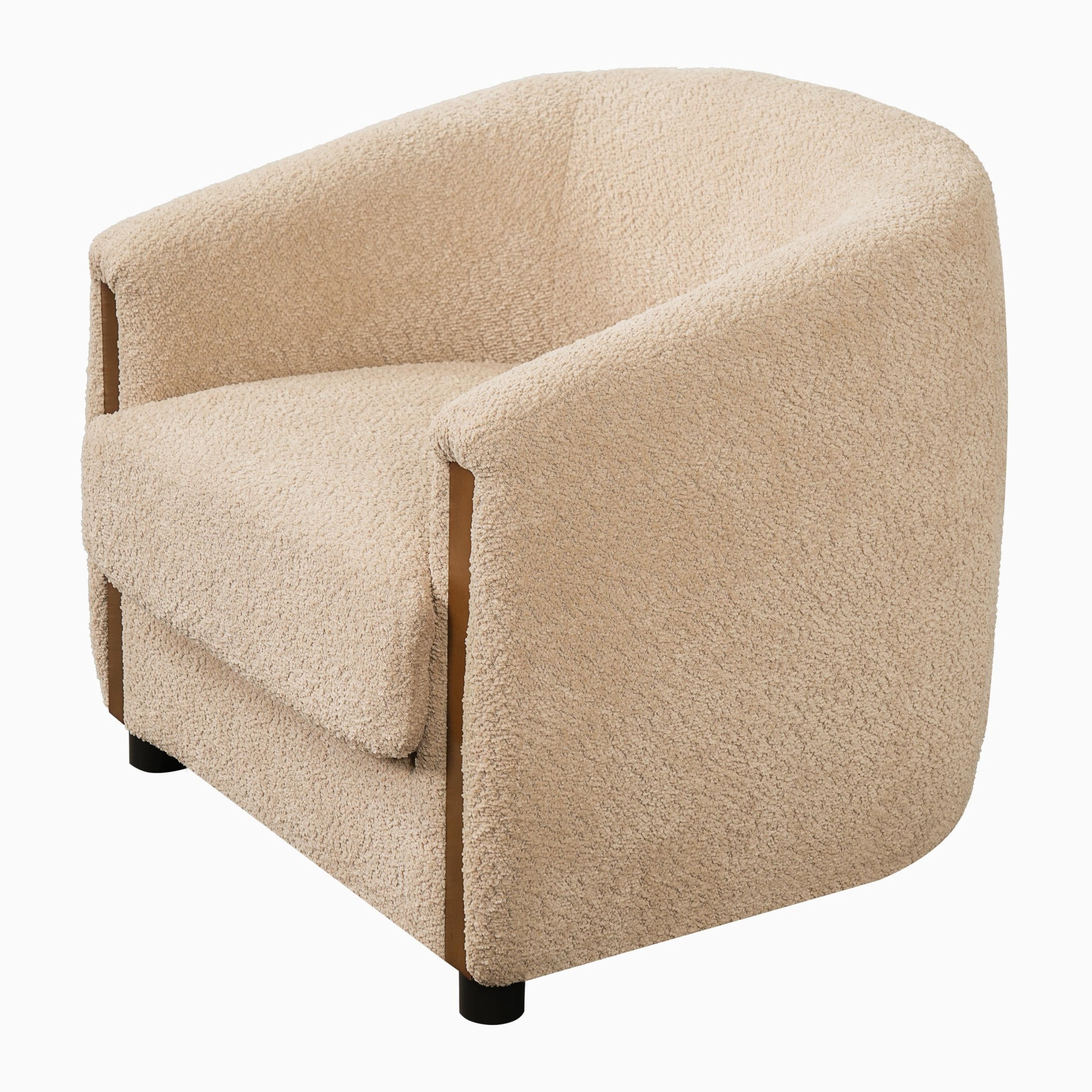 Christopher Knight Home Modern Curved Upholstered Barrel Accent Chair, Removable Cushion, Light Brown, Set of 2