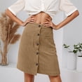 thumbnail image 2 of JTieacloth Corduroy Skirt High Waisted Button Down Mini A Line Fall Winter Short Skirt With Pockets Casual Stretch Comfort Fit,Skirt for Women(Yellow), 2 of 5