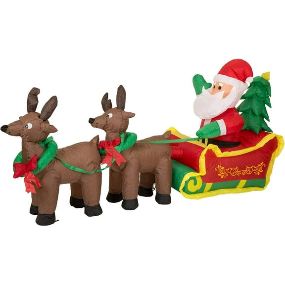 Glitzhome Christmas Outdoor Lighted Inflatable Decor (Santa Sleigh)