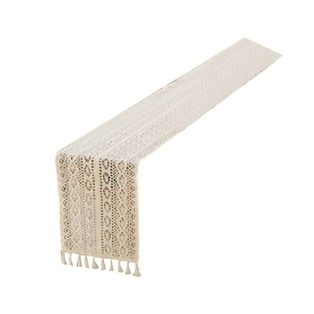 

IPEWLEX Bohemian Cotton-Polyester Macrame Table Runner with Tassels for Rustic Home Decor