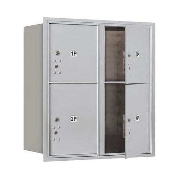 Salsbury Industries Recessed Private Aluminum 4 Unit 4C Horizontal Parcel Locker