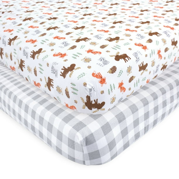 Hudson Baby Boy And Girl Fitted Crib Sheet 2 Pack Woodland
