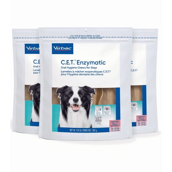 Virbac CET Enzymatic Oral Hygiene Chews for MD Dog 26-50lbs. 3pck