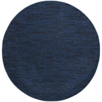 HomeRoots 8' X 8' Midnight Blue Round Non Skid Indoor Outdoor Area Rug