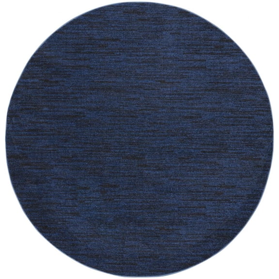 HomeRoots 8' X 8' Midnight Blue Round Non Skid Indoor Outdoor Area Rug