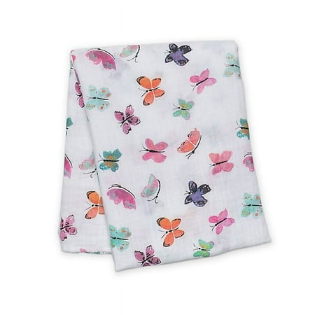 UPC: 0628233454072 | Lulujo Baby Butterfly Muslin Swaddle Blanket in White