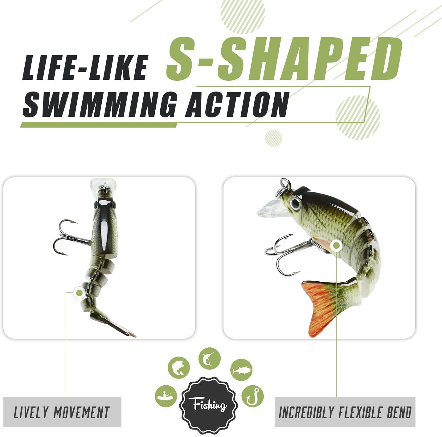 5Pcs Fishing Lures for Bass Trout 1.4~3.9 Multi Jointed Swimbaits Slow  Sinking Bionic Lifelike Swimming Bass Lures Freshwater Saltwater Bass  Fishing baits Kit (Color-A) : : Sports, Fitness & Outdoors