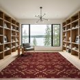 thumbnail image 2 of ODIKA 9'x12' Burgundy Geometric Arlen Amber Washable Area Rug Intricate Modern Design With Symmetrical Motifs Ornamental for Dining Room, Basement, Large Office, Non-Slip Chair-Friendly, 2 of 7