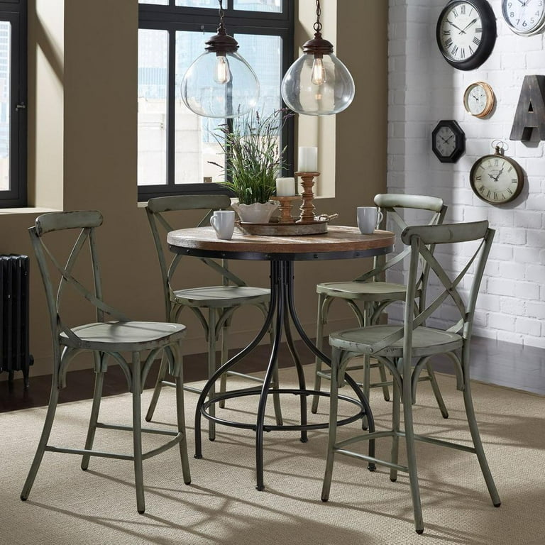 Liberty Furniture Industrial Vintage Pub Table with Rustic Pine Top and Metal Base Walmart