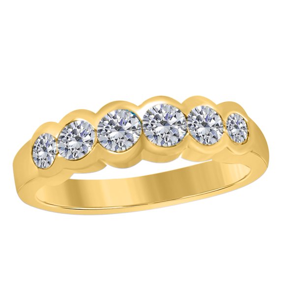Mauli Jewels Rings for Women 0.75 Carat Engagement Wedding Band bezel 14K Solid Yellow Gold
