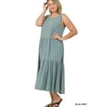 thumbnail image 3 of Zenana's Women & Plus Round Neck Sleeveless A-Line Ruffle Tiered Casual Sun Maxi Dress, 3 of 3
