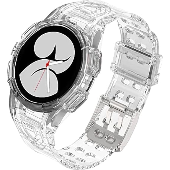 can Compatible Galaxy Watch 4/5 Clear Band, Full Protective Sport Samsung Watch Band for Women Men, Bumper Replacement Strap Case for Galaxy Watch 5 Transparent