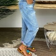 thumbnail image 6 of GZWYHT Jeans for Women,Baggy Jeans,Women's Distressed Jeans Solid Loose Washed Ripped Hole High Waist Button With Pocket Jeans Trousers,High Waisted Pants,Pants for Women,Palazzo Pants,Blue,S, 6 of 6