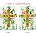 thumbnail image 4 of He Is Risen Easter Garden Flag - Religious Cross, 12 x 18 Inch Double Sided Burlap Cross Pink Green Floral Yard Flags for Outside Christian Spring Outdoor Decorations, 4 of 6