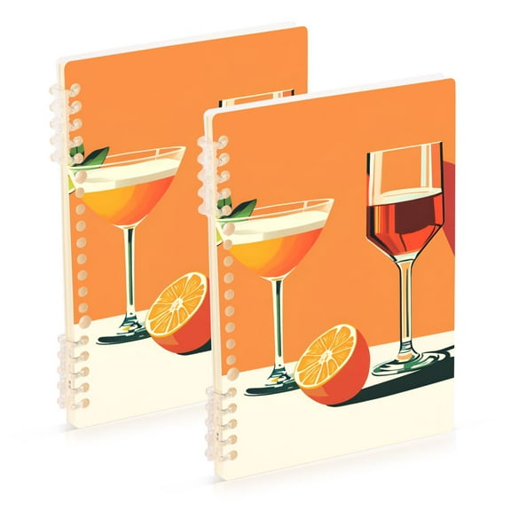 FORMRS 1-Subject Spiral Notebook 8" x 5" College Ruled 60 Refillable Sheet, 2 Pack, Orange Glasses
