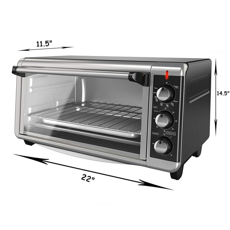  8-Slice Extra Wide Countertop Toaster Oven - Convection  Countertop with Bake Pan Broil Rack & Toasting Rack (Black): Home & Kitchen